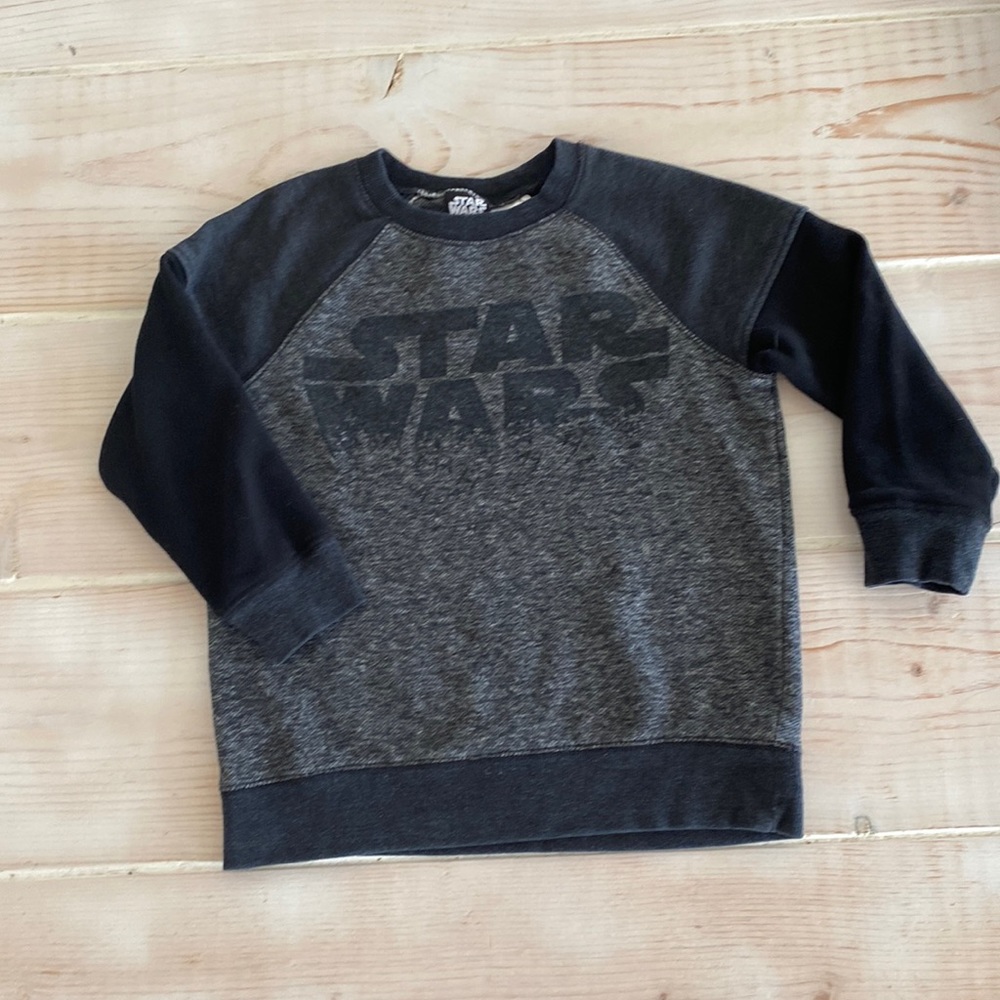 Star Wars little boys long sleeve cozy black and grey sweatshirt
